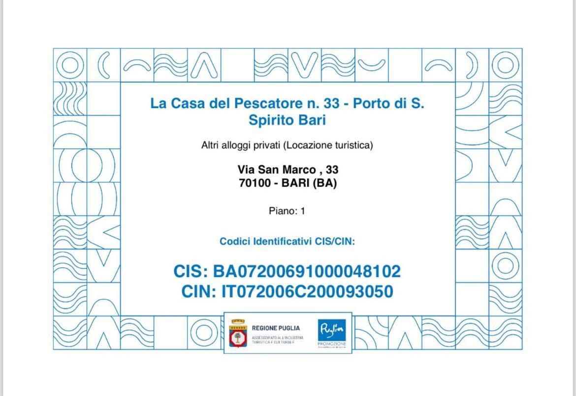 La Casa Del Pescatore N 33 - Porto Di St Spirito باري المظهر الخارجي الصورة